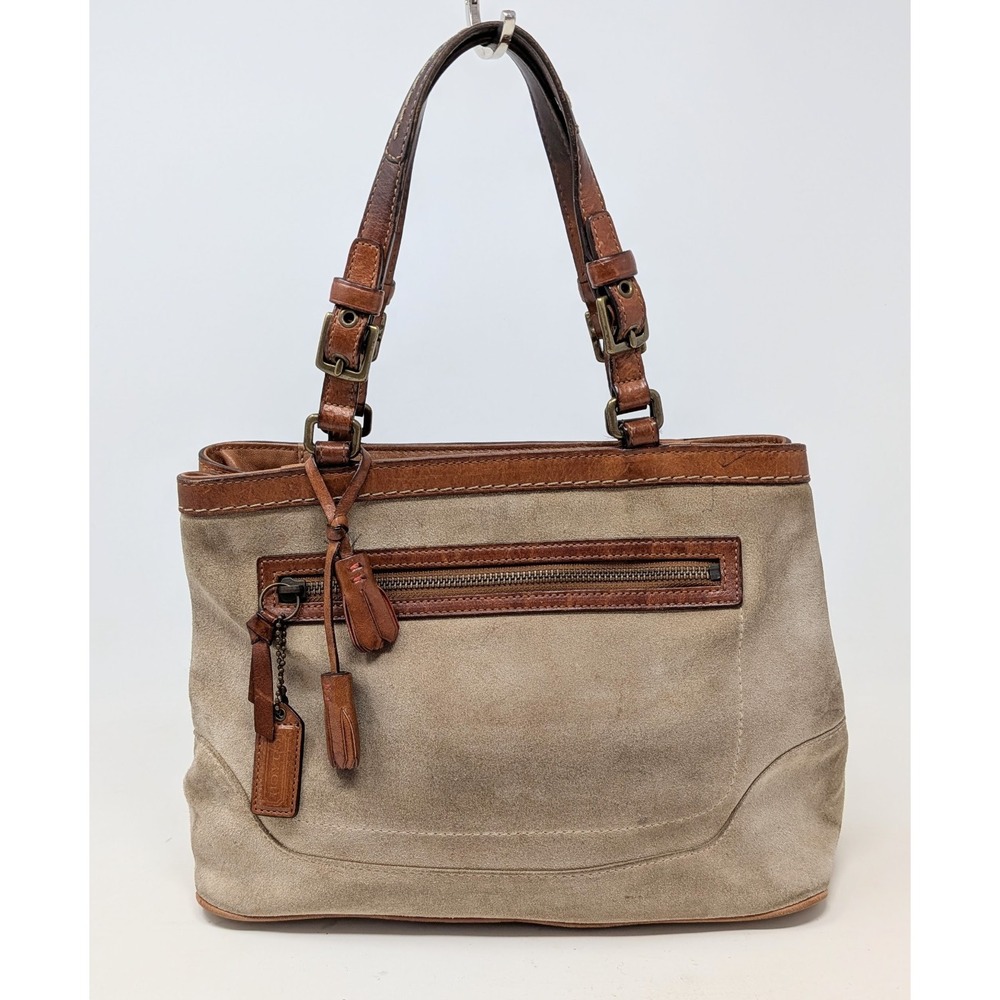 Vintage Coach 7476 Hampton Suede Tassel Satchel Bag Purse Camel Tan -*READ* - Picture 1 of 16